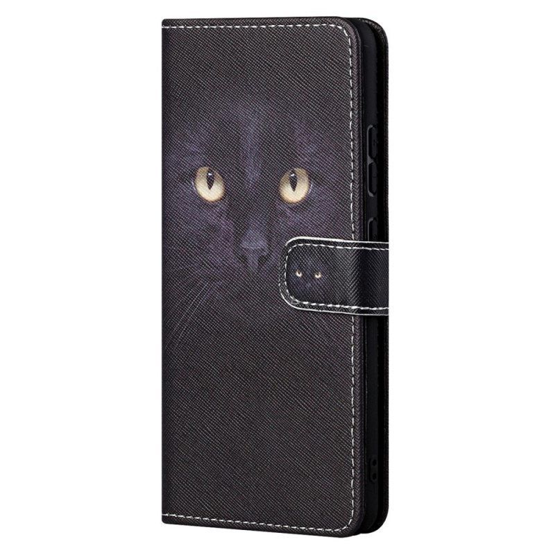 Κάλυμμα Moto G71 5G με κορδονι Strappy Black Cat Eyes